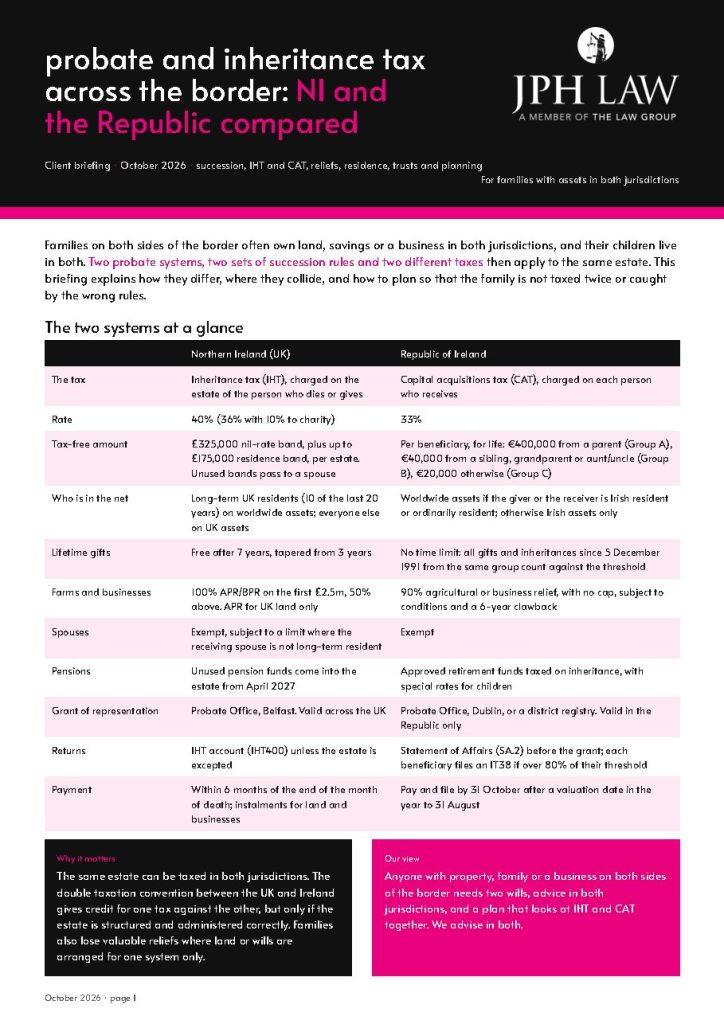 Probate and Inheritance Tax Across the Border cover